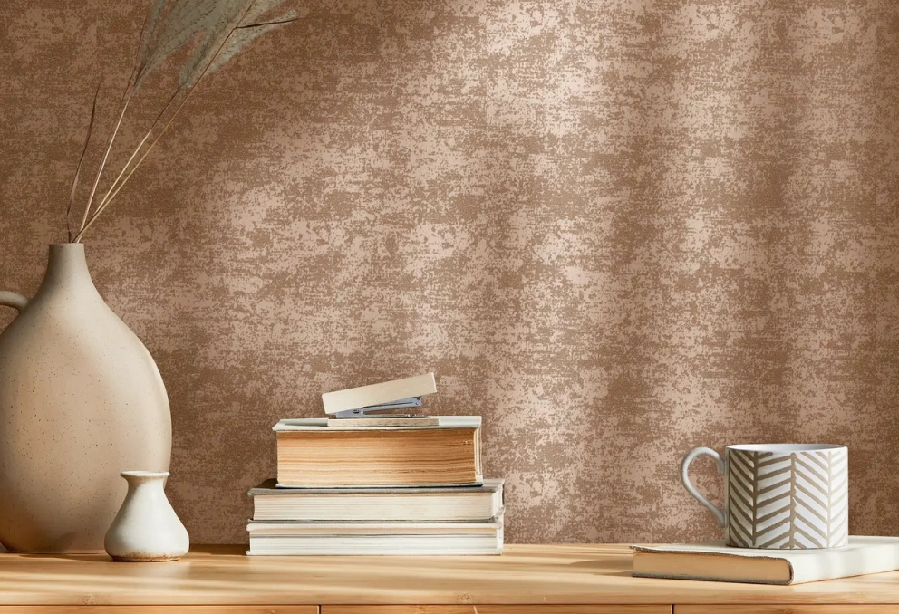 Brown with plaster stucco wallpaper